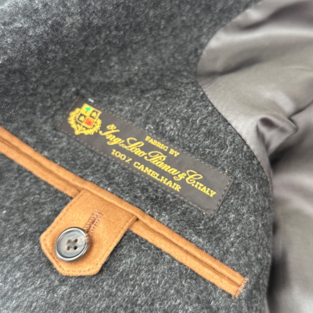 Ralph Lauren Men's 42L Gray 100% Camel Hair Loro Piana Fabric Italy 2 Button - Picture 4 of 7